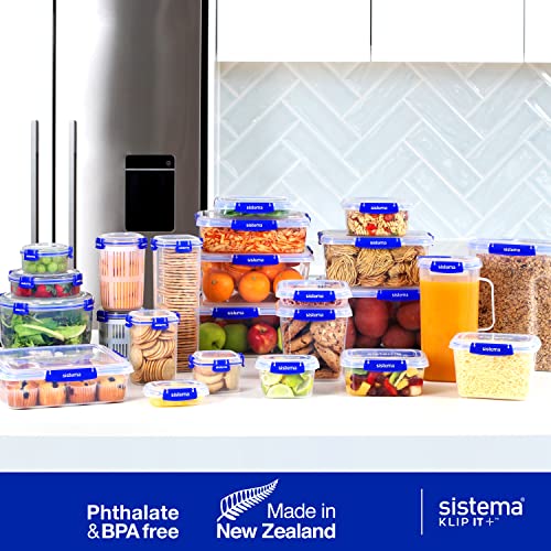 Sistema KLIP IT PLUS Leakproof Food Storage Containers, 2.2L, 1 L & 400 ml, 6 Count - Made in New Zealand