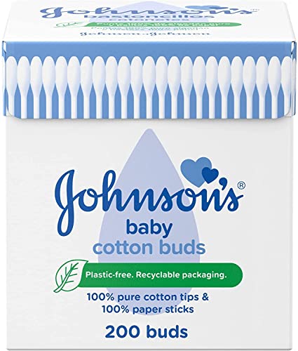 JOHNSONS Baby Cotton Buds Ear Swabs Paper Sticks 1200 PCS (200 PCS X 6) - Made in Italy