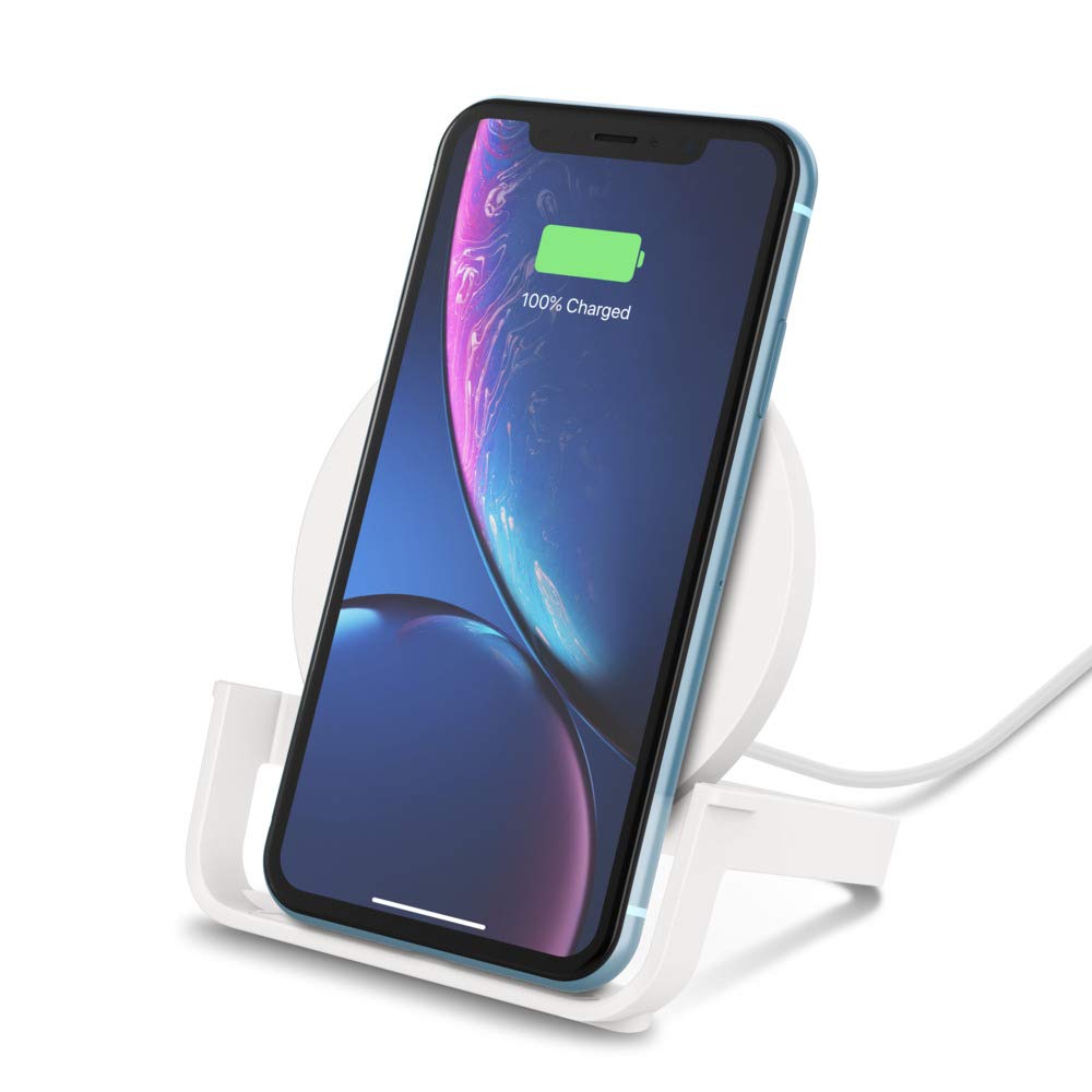 Belkin BoostCharge Wireless Charging Stand 10W for iPhone, Samsung, Google & more (White) - Made in Vietnam