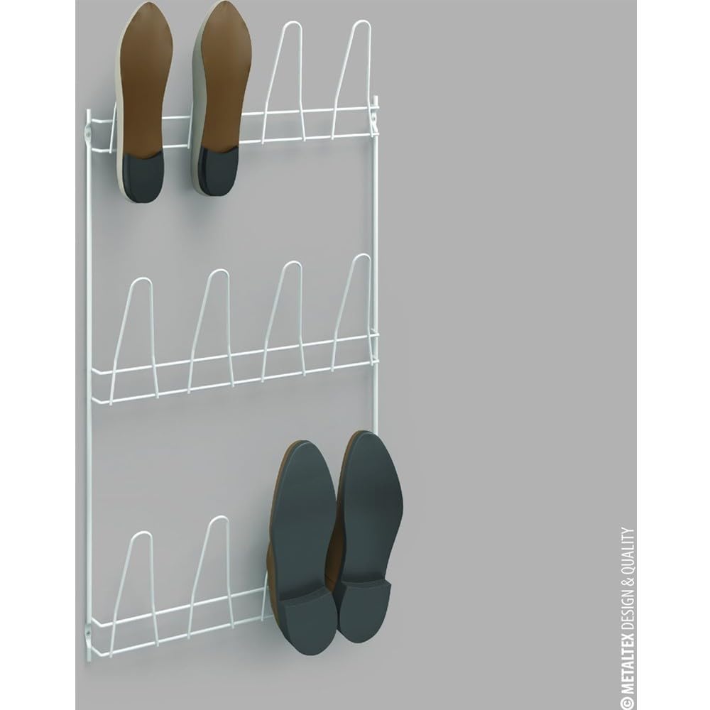 Metaltex Wall-Mounted Shoe Rack (6 Pairs) - Made in Italy