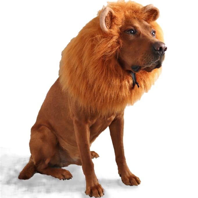 British Made Lion Mane Wig for Medium/Large Dogs, Adjustable Costume - Made in UK