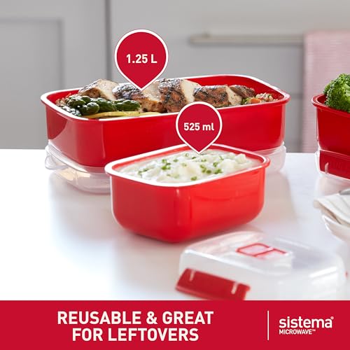 Sistema 1.25L & 525ml Heat and Eat Microwave Set (4 Count) - Made in New Zealand