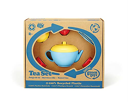 Green Toys Tea Set, Blue/Red/Yellow - Made in U.S.A.