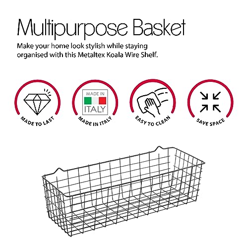 Metaltex Multipurpose Metal Basket 33x12x9 cm (Black) - Made in Italy