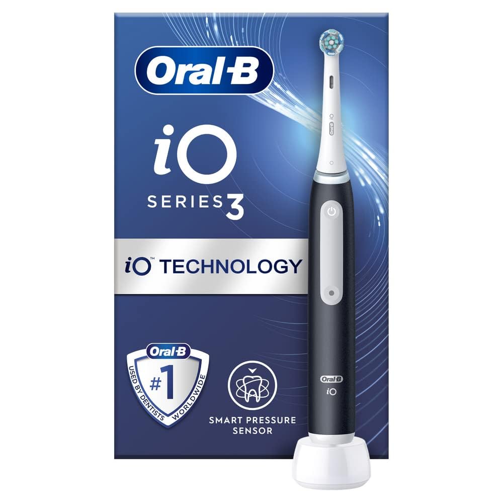 Oral-B iO3 Electric Toothbrushes, 1 Toothbrush Head, 3 Modes With Teeth Whitening, 2 Pin UK Plug - Made in Germany