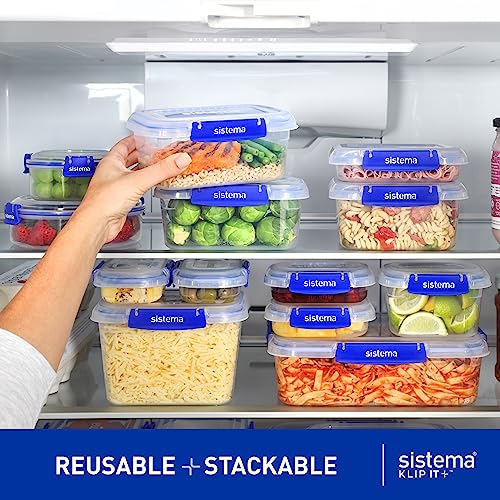 Sistema KLIP IT PLUS Leakproof Food Storage Containers, 2.2L, 1 L & 400 ml, 6 Count - Made in New Zealand