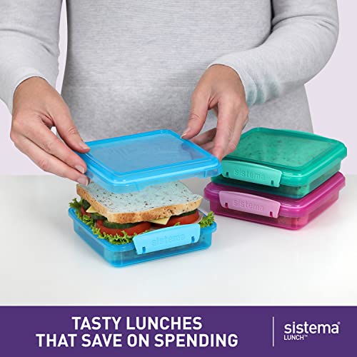 Sistema 450 ml Lunch Sandwich Boxes (3 Count) - Made in New Zealand