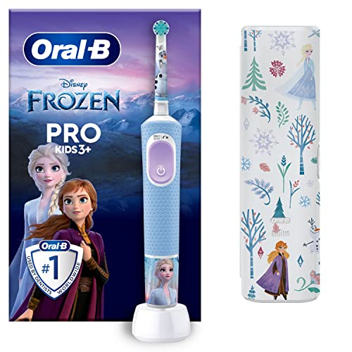 Oral-B Pro Kids Electric Toothbrush, 1 Toothbrush Head, x4 Frozen Stickers, 1 Travel Case - Made in Hungary