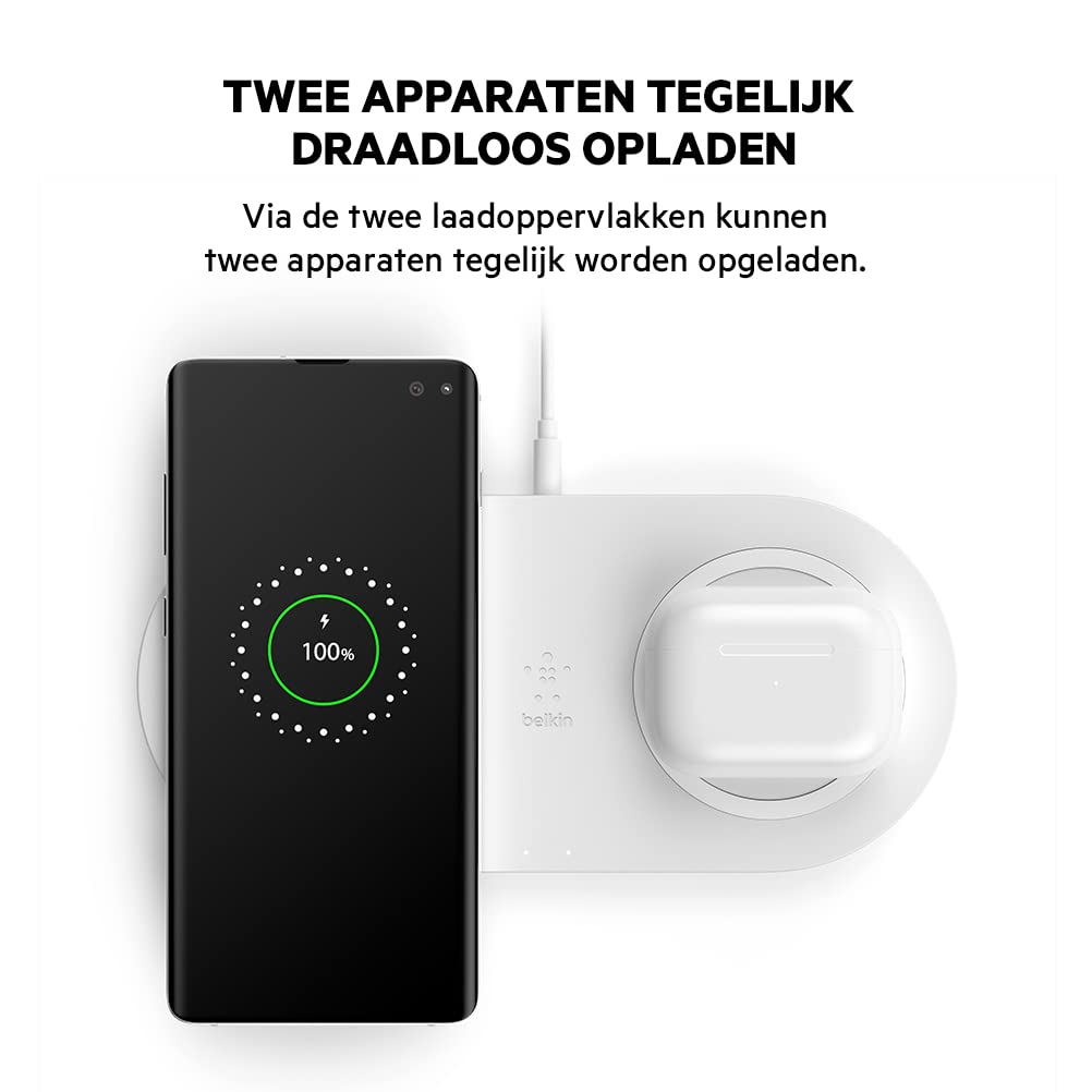 Belkin Wireless Dual Charger 15W (White) - Made in Vietnam