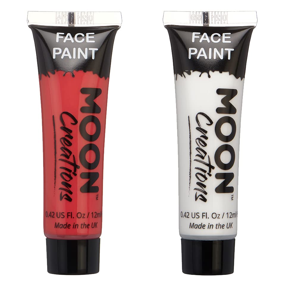 Moon Creations Face & Body Paint Tubes | England Flag Red & White | 12ml - Made in UK