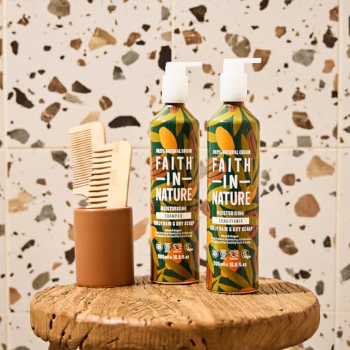 Faith In Nature 500ml Metal Bottle Natural Shea & Argan Conditioner, Moisturising for Curly Hair & Dry Scalp - Made in UK