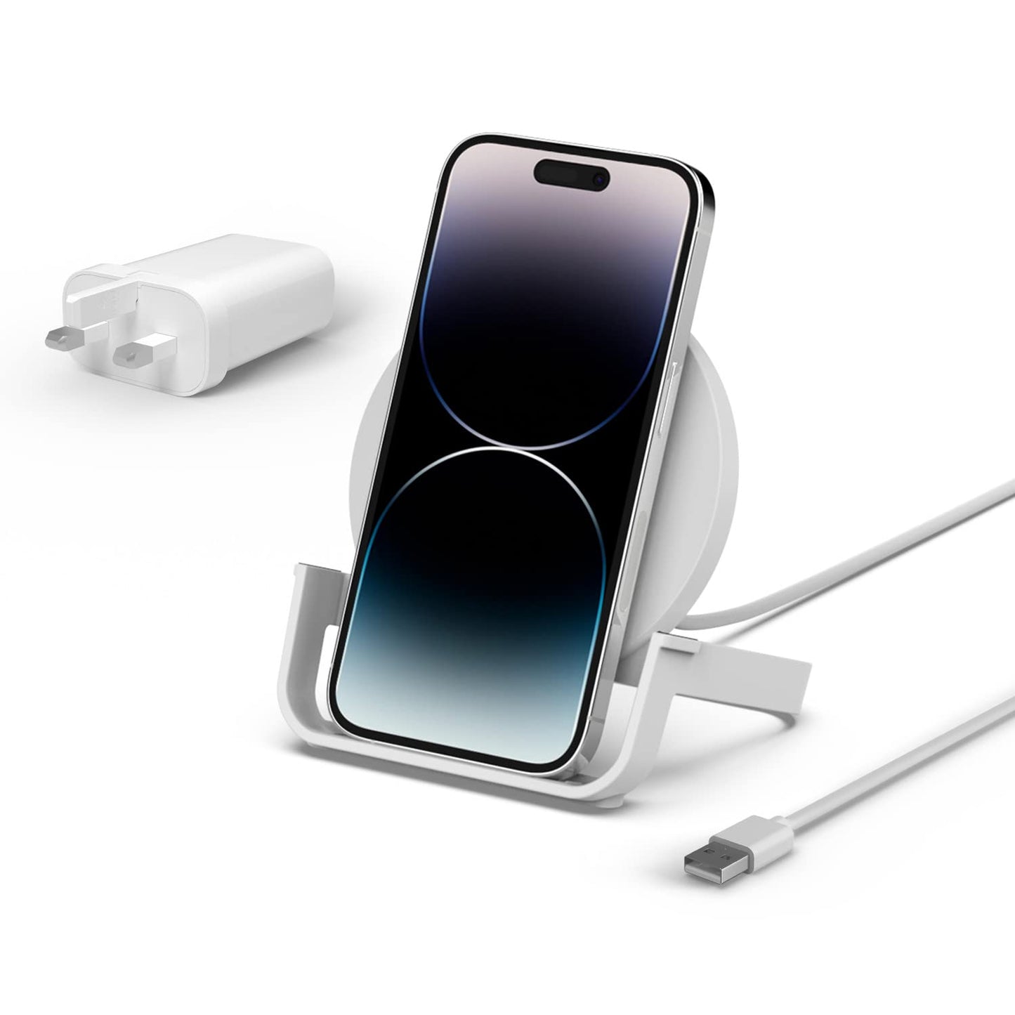 Belkin BoostCharge Wireless Charging Stand 10W for iPhone, Samsung, Google & more (White) - Made in Vietnam