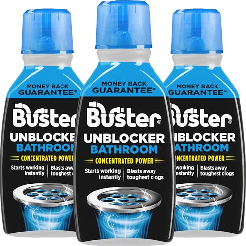 Buster Bathroom Drain Unblocker Removes Hair & Sludge in Showers 300ml, Pack of 3 - Made in UK