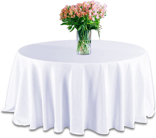 48'' Polyester Round Table Cover (WHITE) - Made in UK