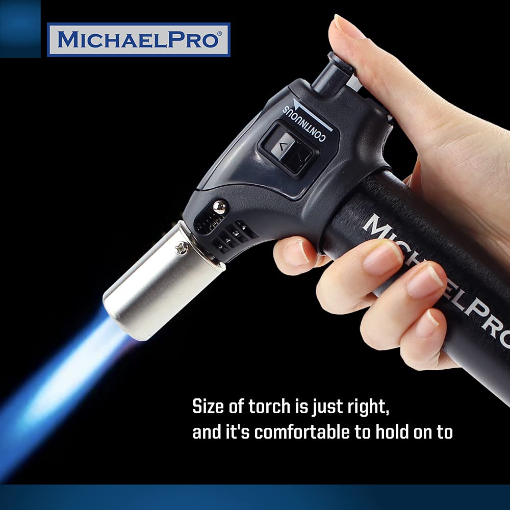 MichaelPro MP011003 Butane Professional Torch, Adjustable Flames with Safety Lock - Made in Taiwan