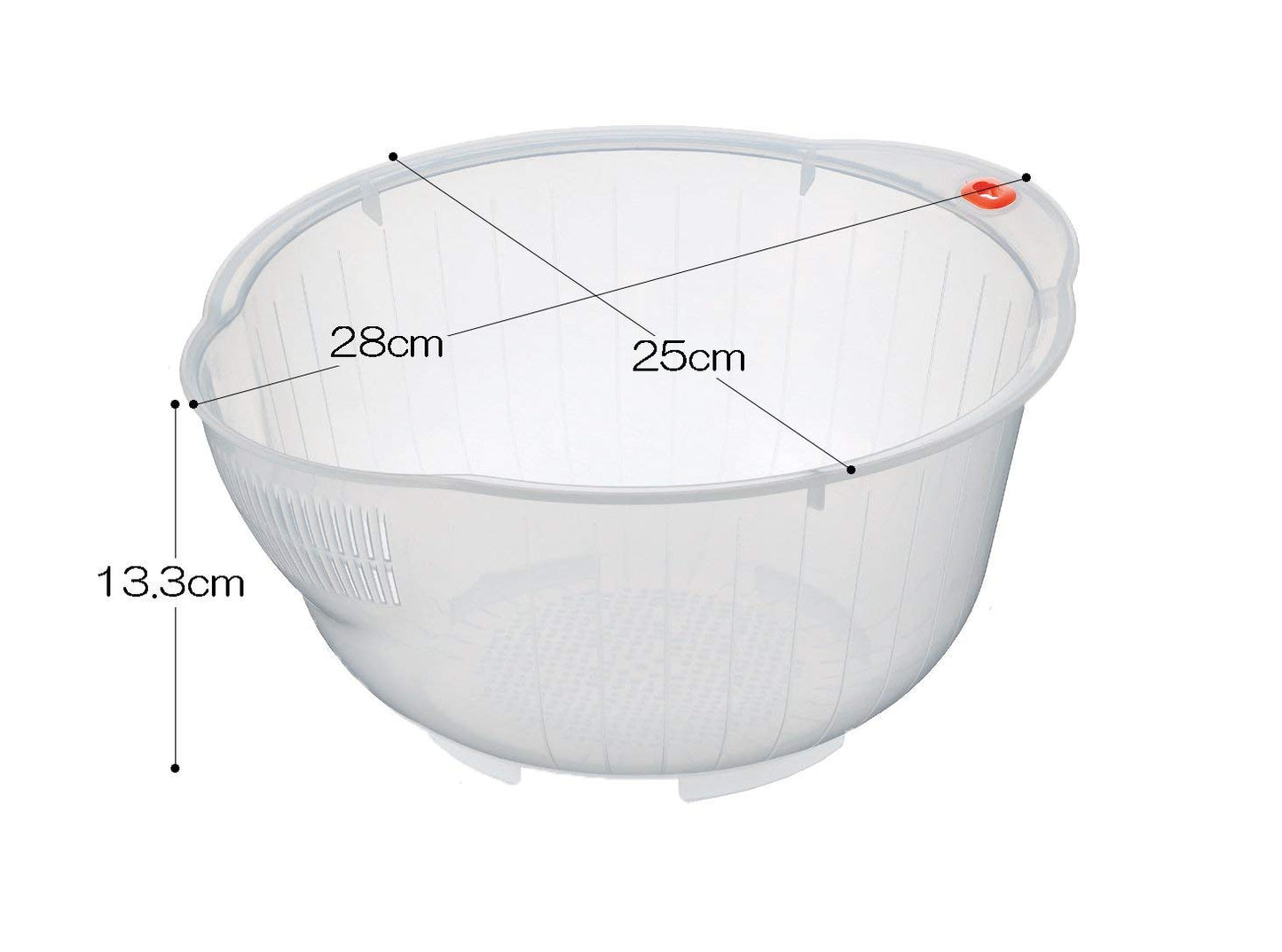 Inomata Japanese Rice Washing Bowl with Side and Bottom Drainers, Clear