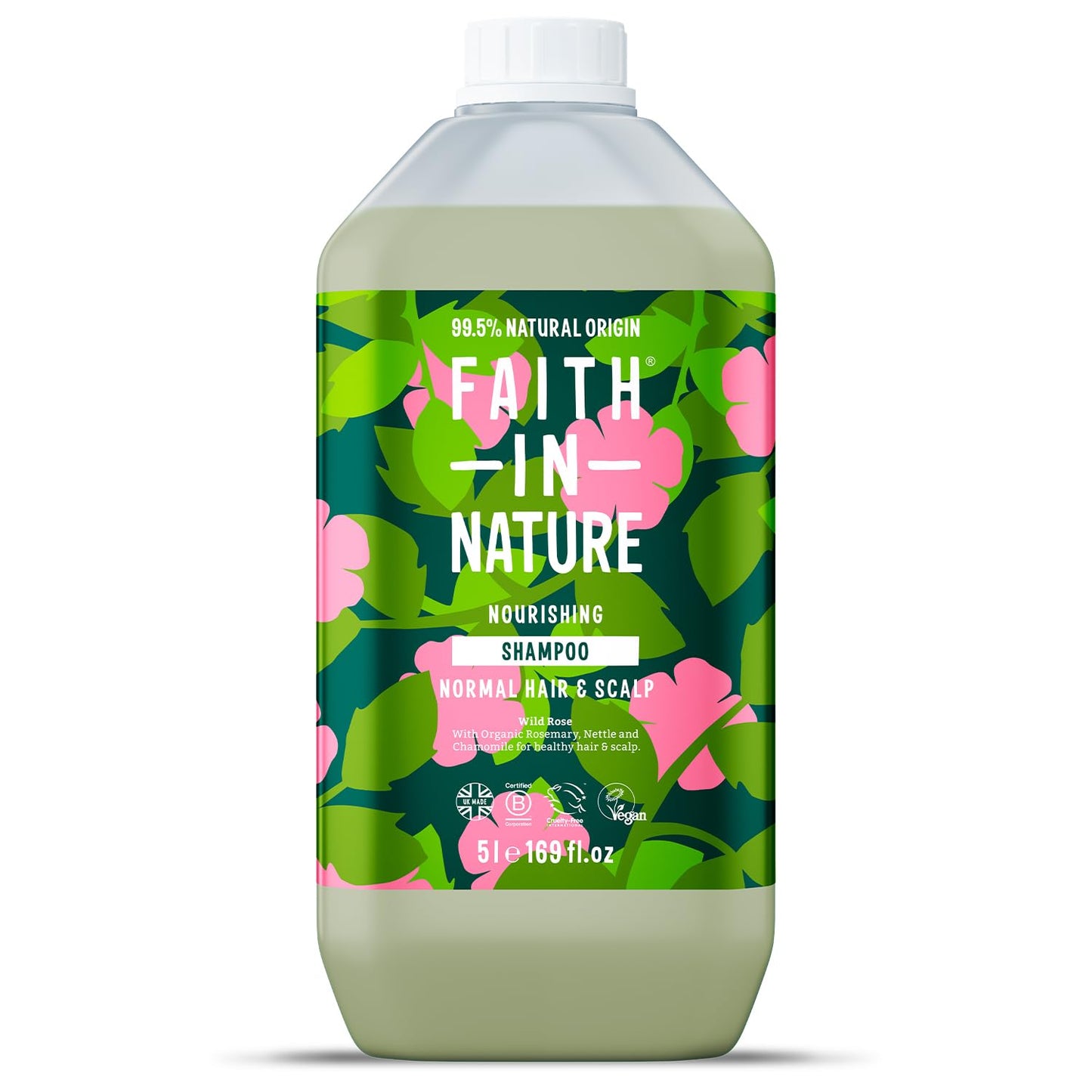 Faith In Nature Natural Wild Rose Shampoo 5L Refill Pack - Made in UK