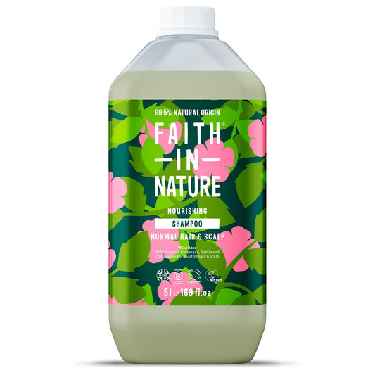 Faith In Nature Natural Wild Rose Shampoo 5L Refill Pack - Made in UK