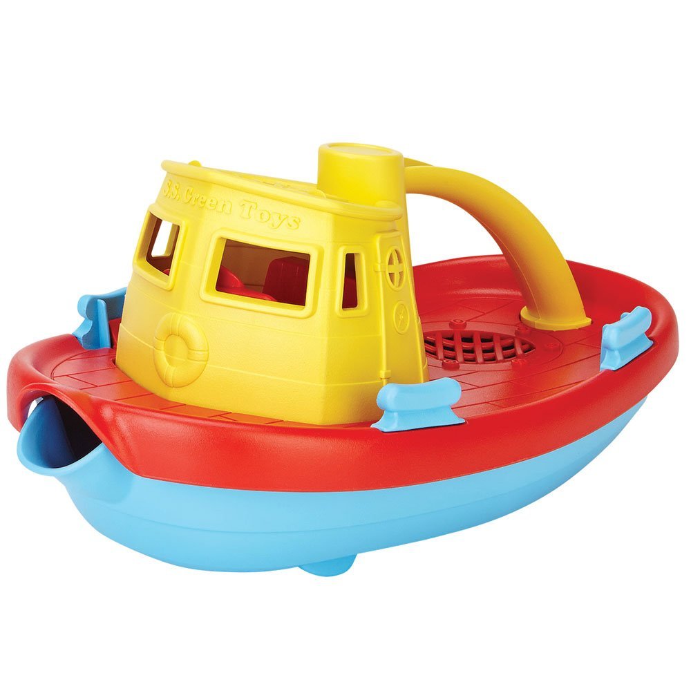 Green Toys Bath and Water Toys Tugboat (Yellow Handle) - Made in U.S.A.