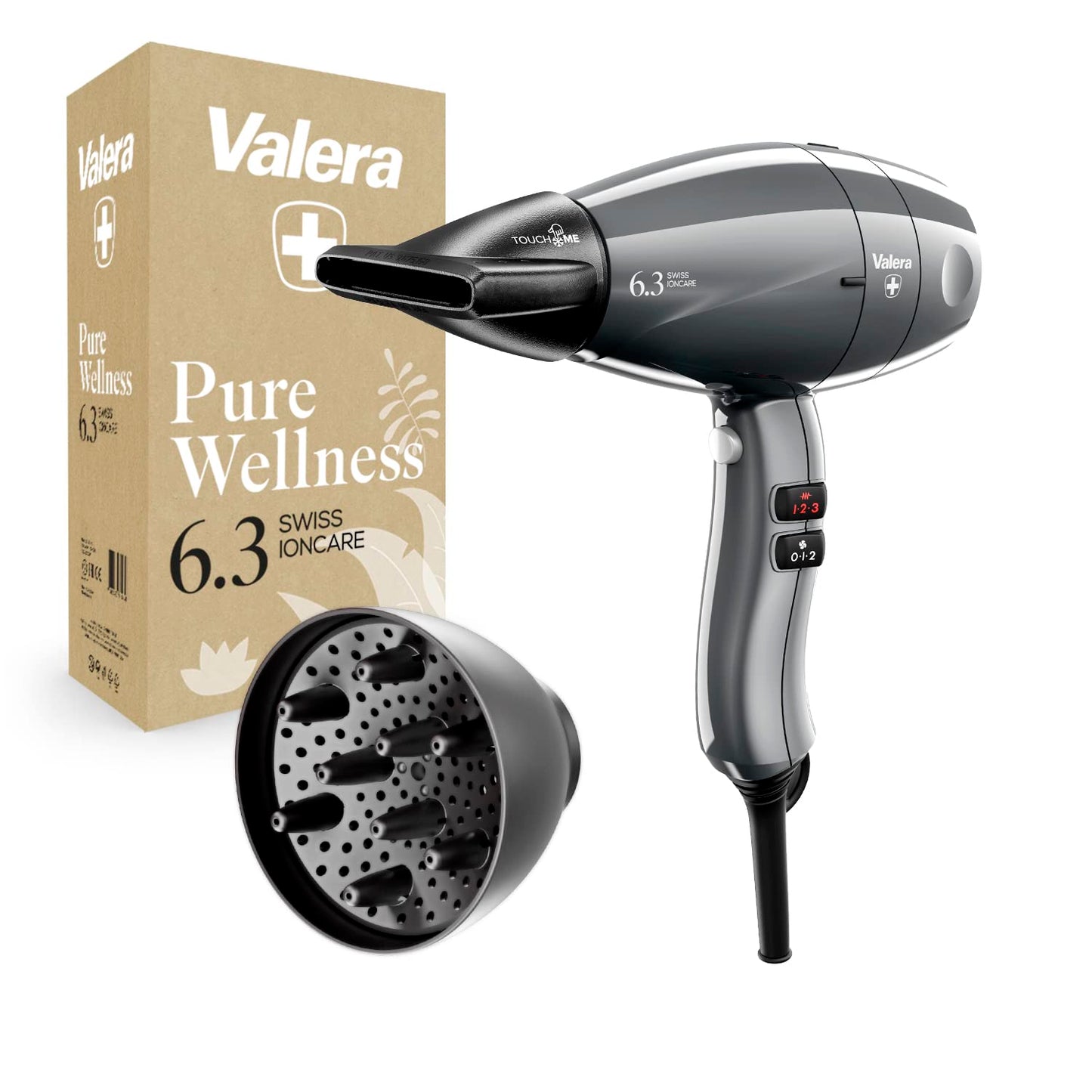 Valera Swiss Ioncare 6.3 Professional and Silent Hairdryer with Diffuser for Curly Hair 2000W - Made in Switzerland