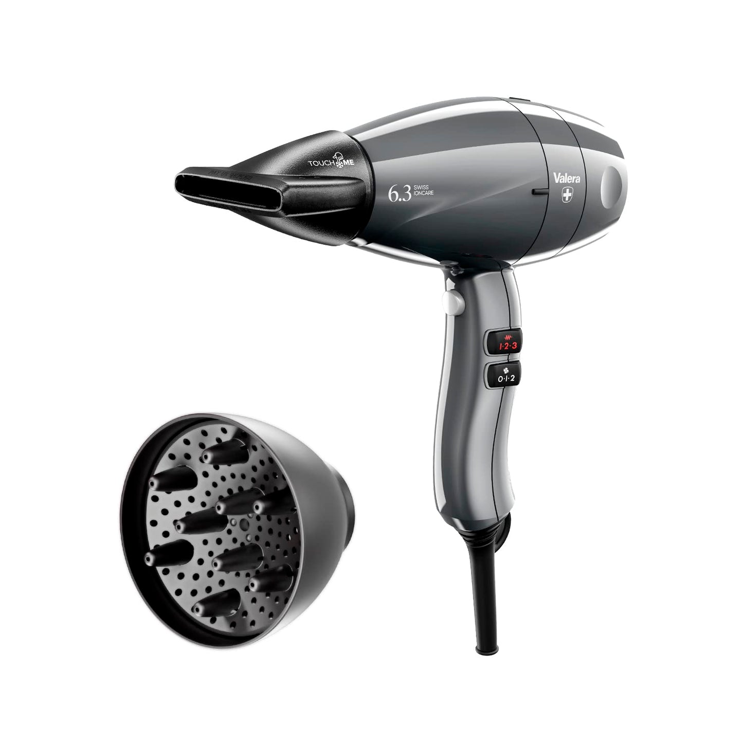 Valera Swiss Ioncare 6.3 Professional and Silent Hairdryer with Diffuser for Curly Hair 2000W - Made in Switzerland