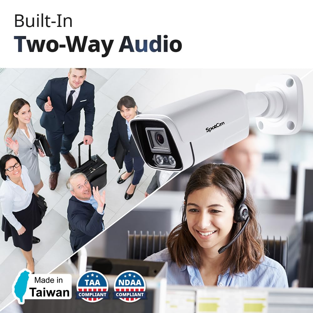 SpotCam 2K Cloud AI IP Camera, Indoor/Outdoor, Two Way Audio, Night Vision, Human Detection, Waterproof - Made in Taiwan