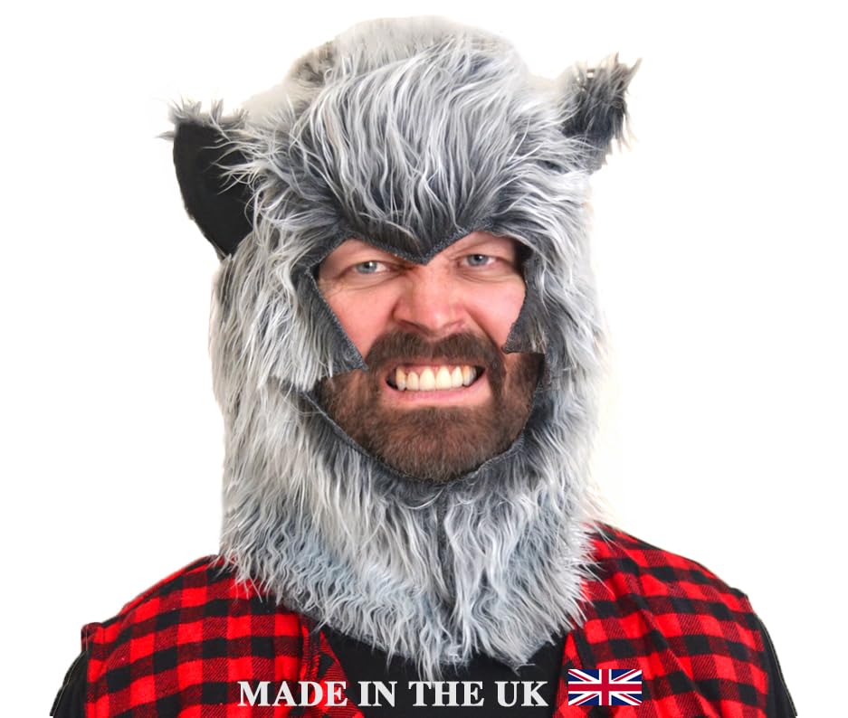 Halloween Werewolf Headpiece Hood Mask - One Size for Adults/Teens - Made in UK