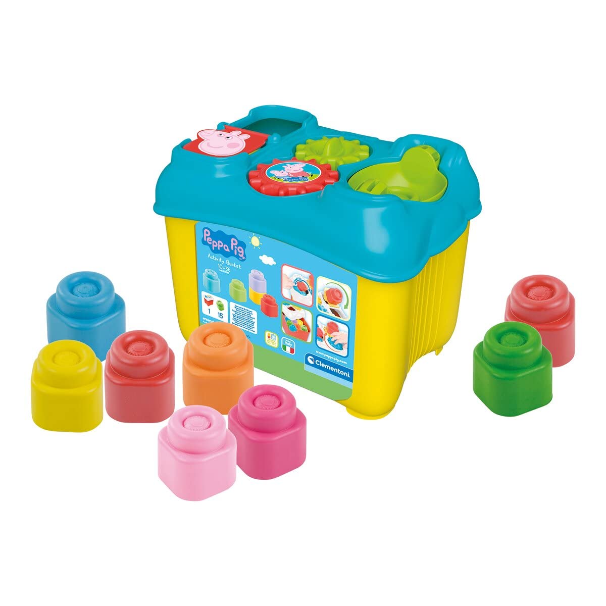 Clementoni Peppa Pig Soft Building Blocks Bucket 10+ Months - Made In Italy