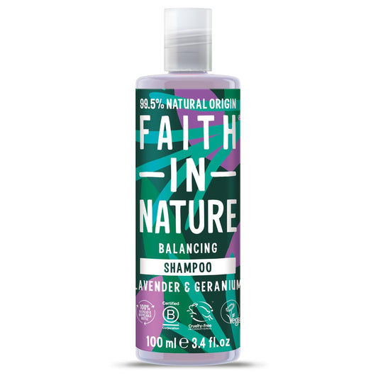 Faith In Nature 100ml Travel Size Lavender & Geranium Shampoo - Made in UK