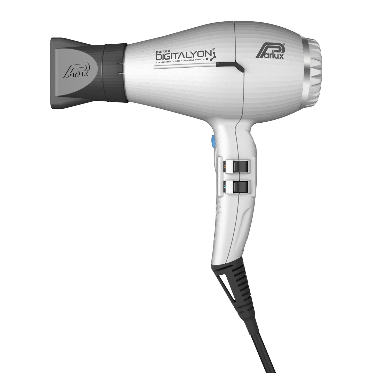 Parlux Digitalyon Silver Hairdryer with Slim Hair Straightening Nozzle - Made in Italy