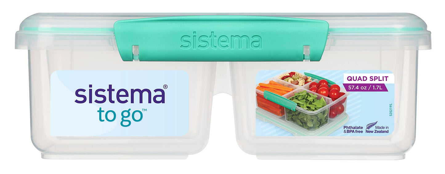 Sistema 1.7 L To Go Quad Split Food Storage Container - Made in New Zealand