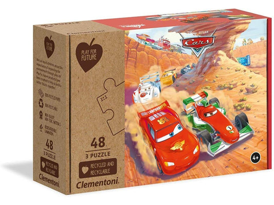 Clementoni Disney Pixar Cars Jigsaw Puzzle 3x48 Pieces, 100% Recycled Materials - Made In Italy -