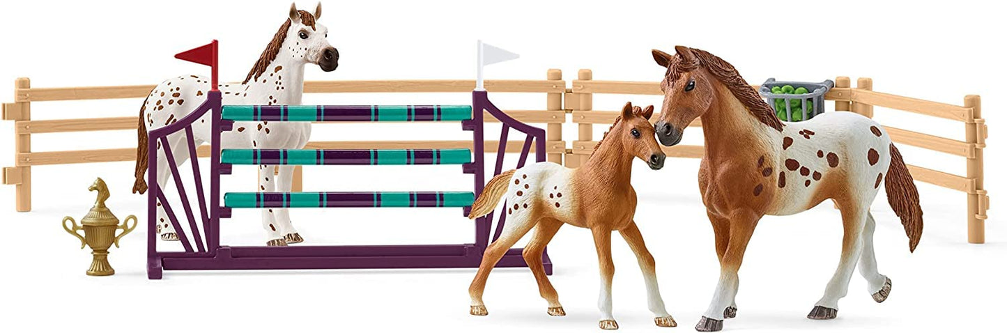 schleich HORSE CLUB Lisa's Tournament Training Horse Playset 17-Piece (Ages 5+) - Made in Germany, Bosnia, Moldova and Romania