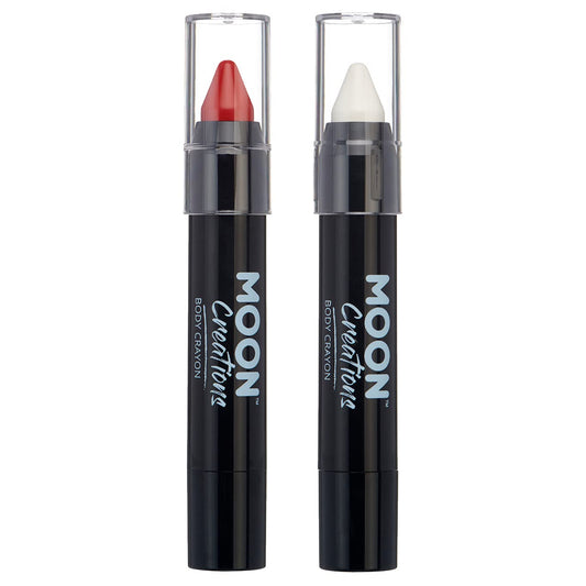 Moon Creations Face Paint Stick Body Crayons | England Flag Red & White Set | 3.2g - Made in UK