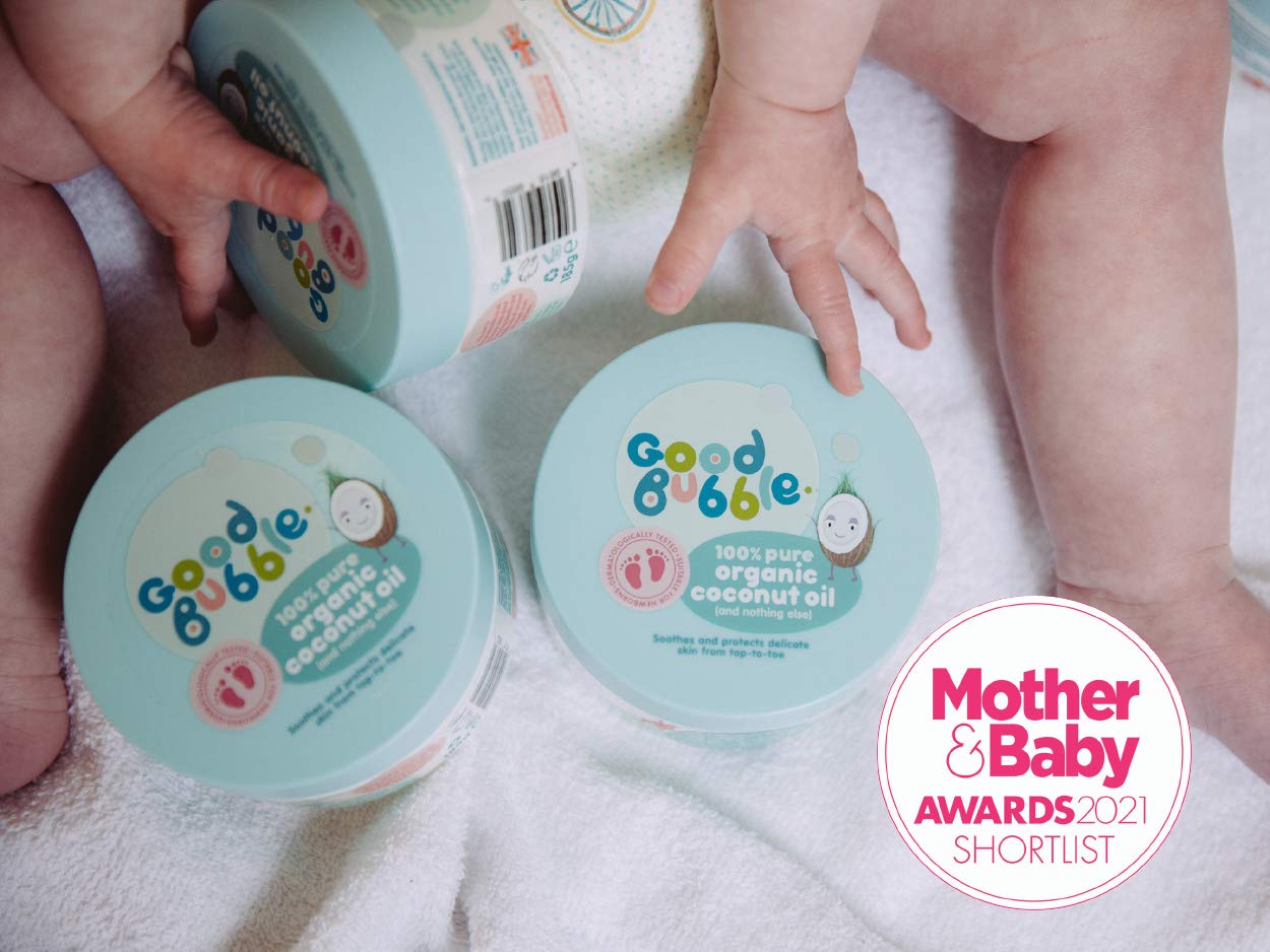 Good Bubble 100% Pure Organic Coconut Oil for Sensitive & Eczema-Prone Skin (185g) - Made in UK