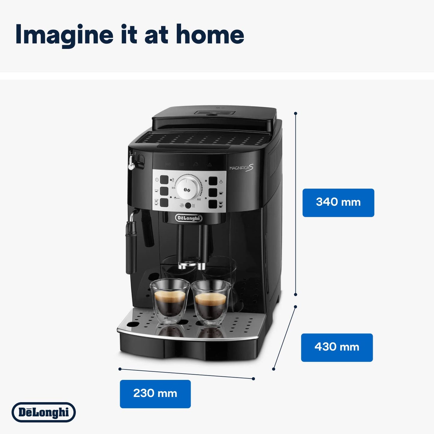 De'Longhi Magnifica S Automatic Bean to Cup Coffee Machine ECAM22.110.B, 1.8L ,Black - Made in Italy