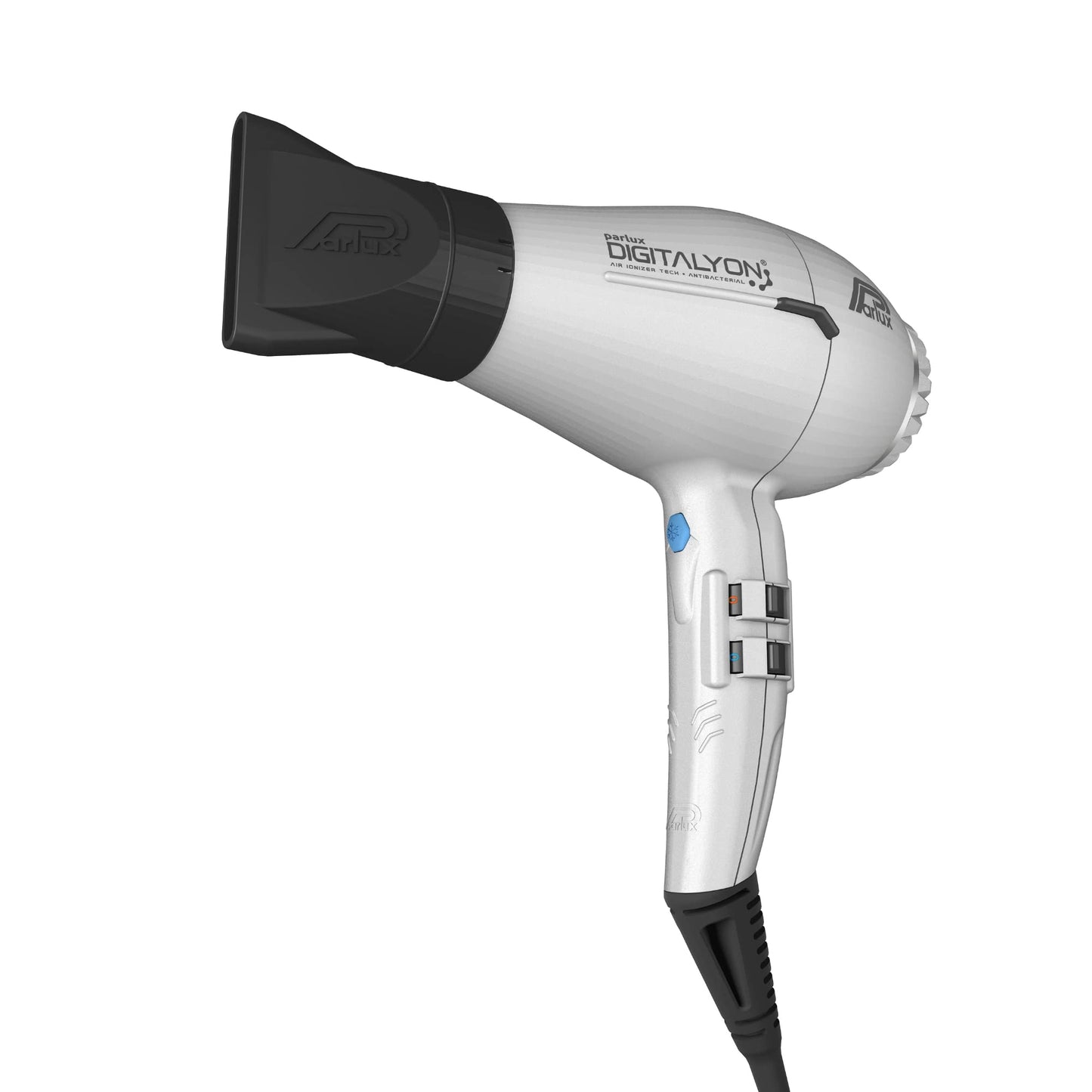 Parlux Digitalyon Silver Hairdryer with Slim Hair Straightening Nozzle - Made in Italy