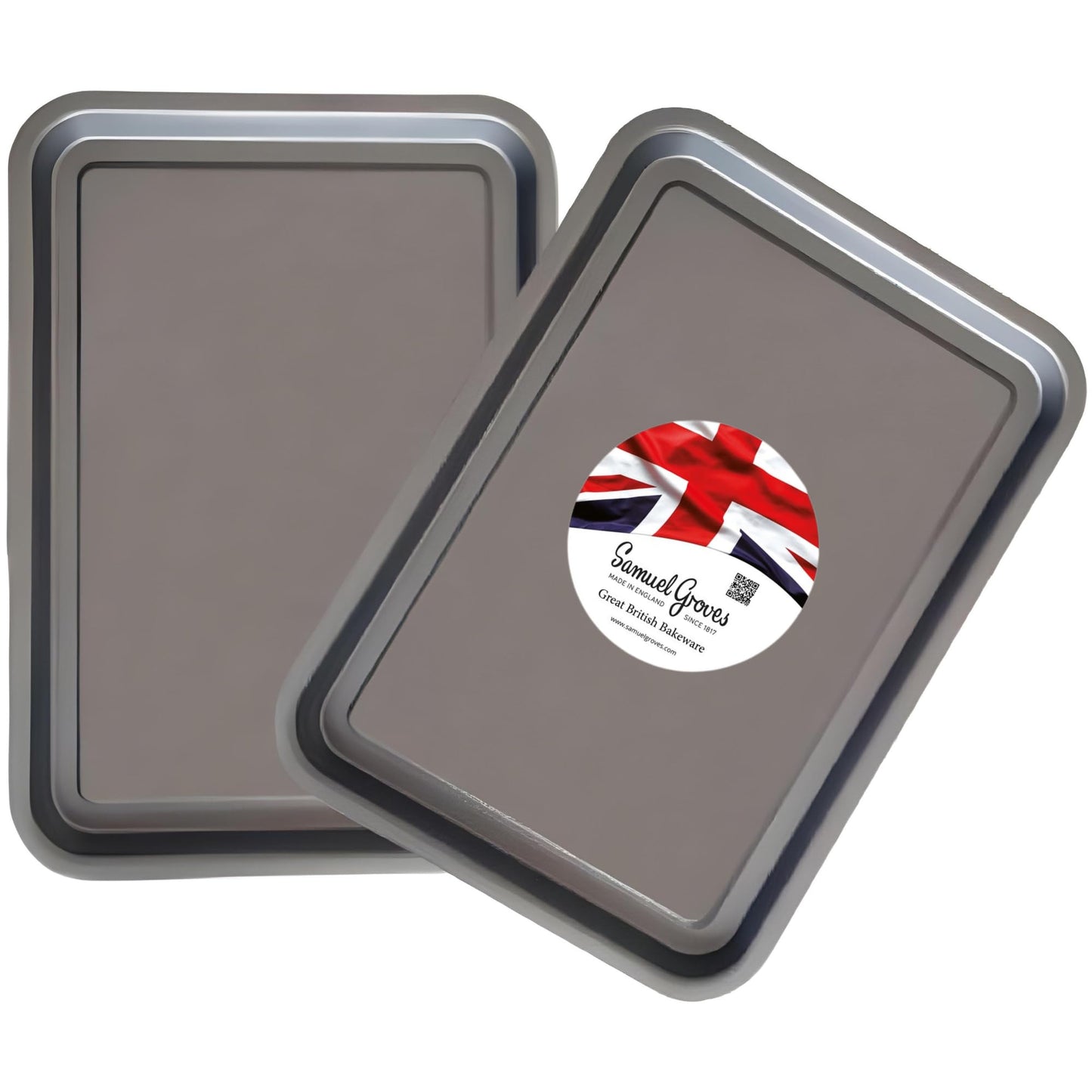 Samuel Groves 32cm Non Stick Oven Baking Tray Roasting Twin Pack Set - Made in England