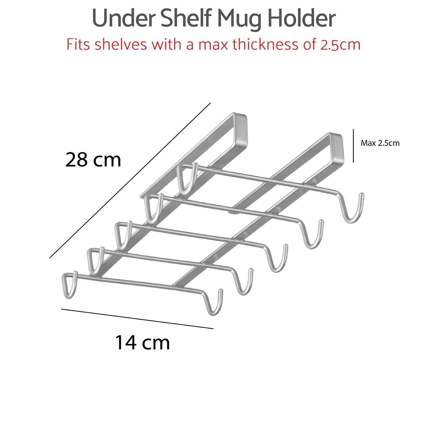 Metaltex Silver Shelf Cup Holder - Made in Italy