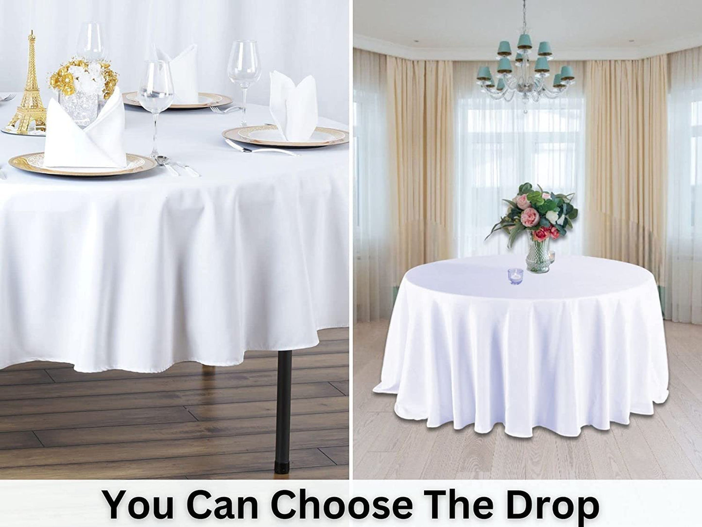 48'' Polyester Round Table Cover (WHITE) - Made in UK