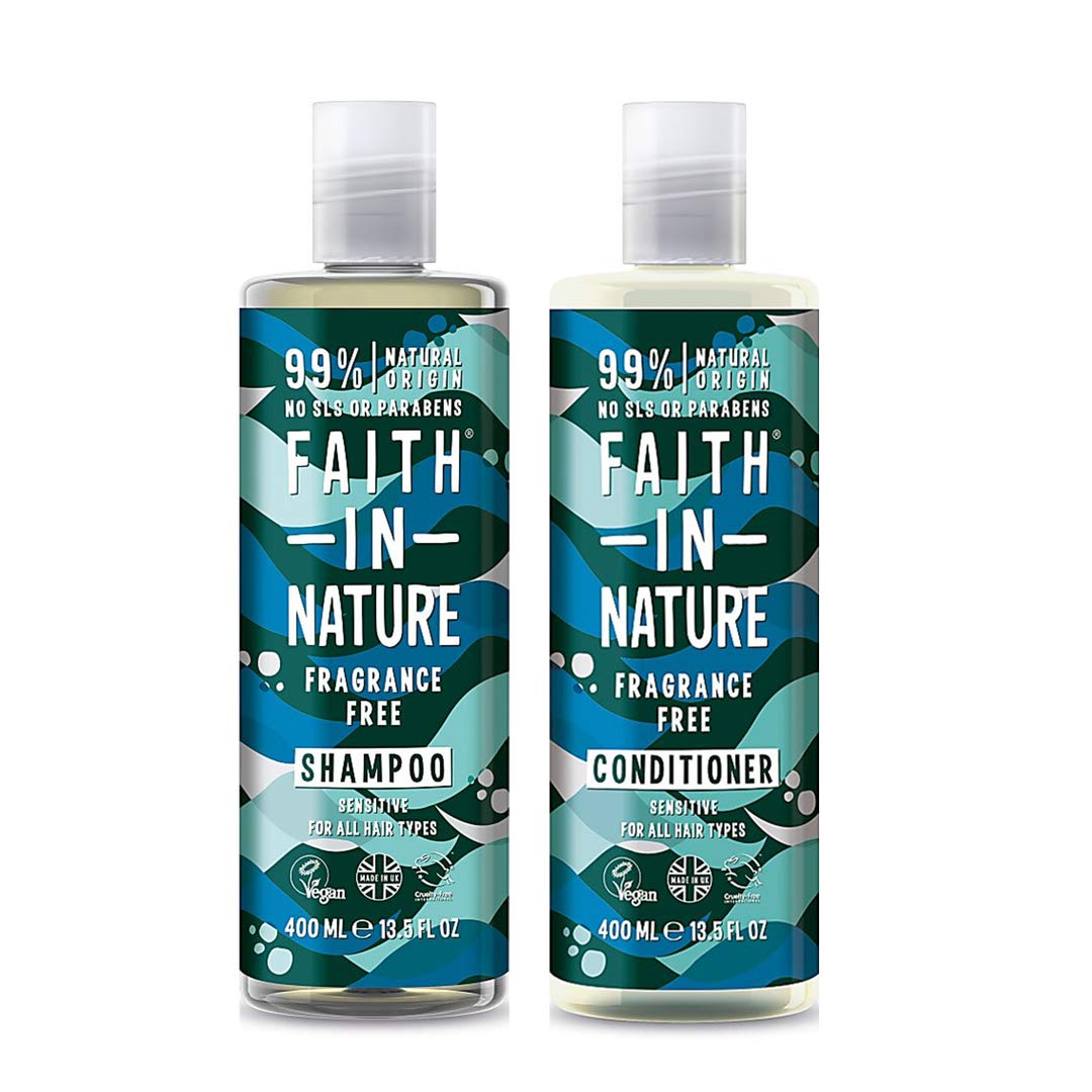 Faith in Nature Natural Fragrance Free Shampoo & Conditioner Set 2 x 400ml - Made in UK