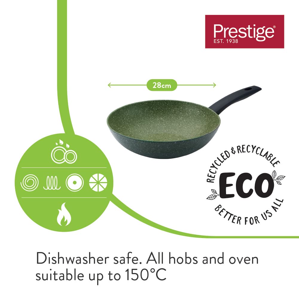 Prestige Eco Non Toxic Non Stick Induction Wok 28cm - Made in Italy