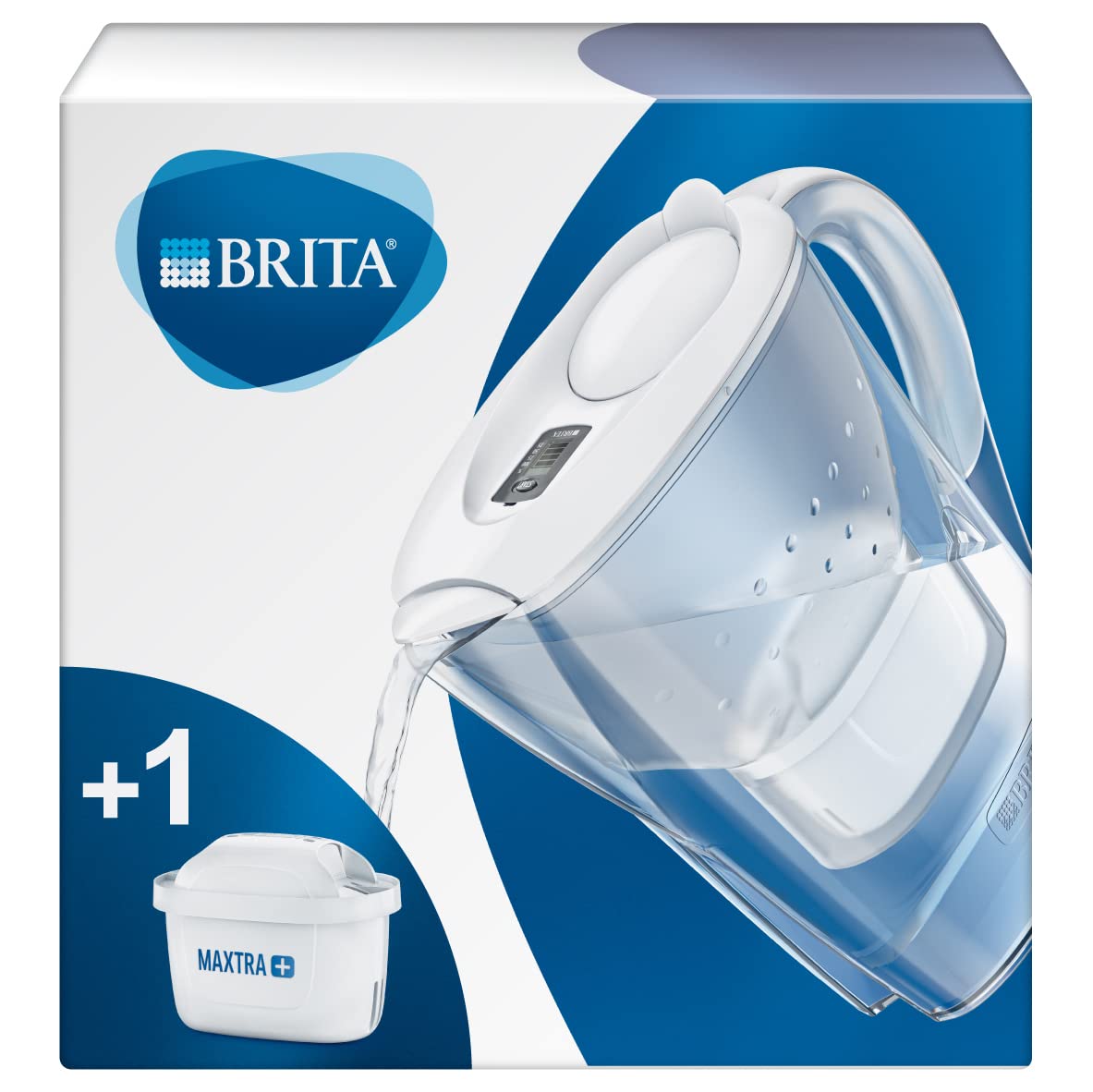 BRITA Marella 2.4L fridge water filter jug + filter cartridges (White) - Made in Germany