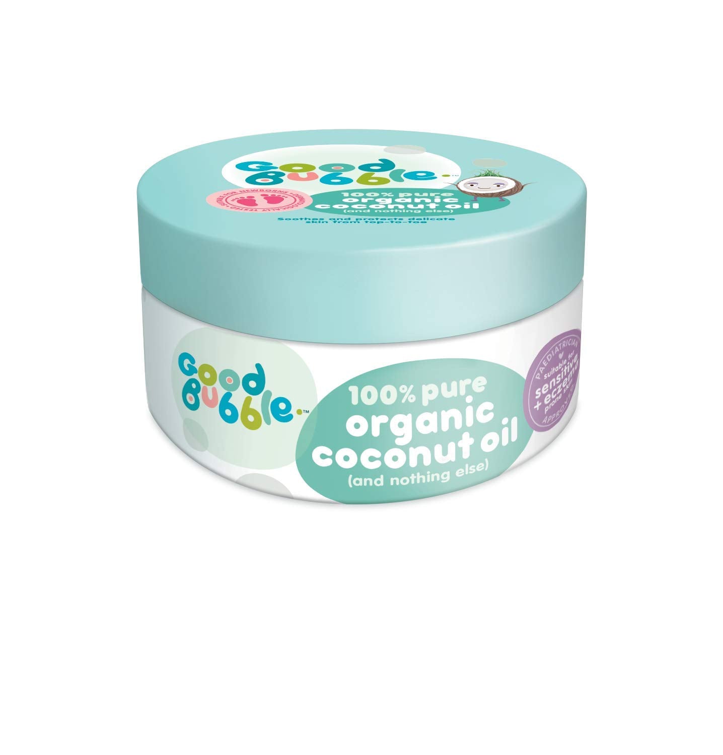 Good Bubble 100% Pure Organic Coconut Oil for Sensitive & Eczema-Prone Skin (185g) - Made in UK