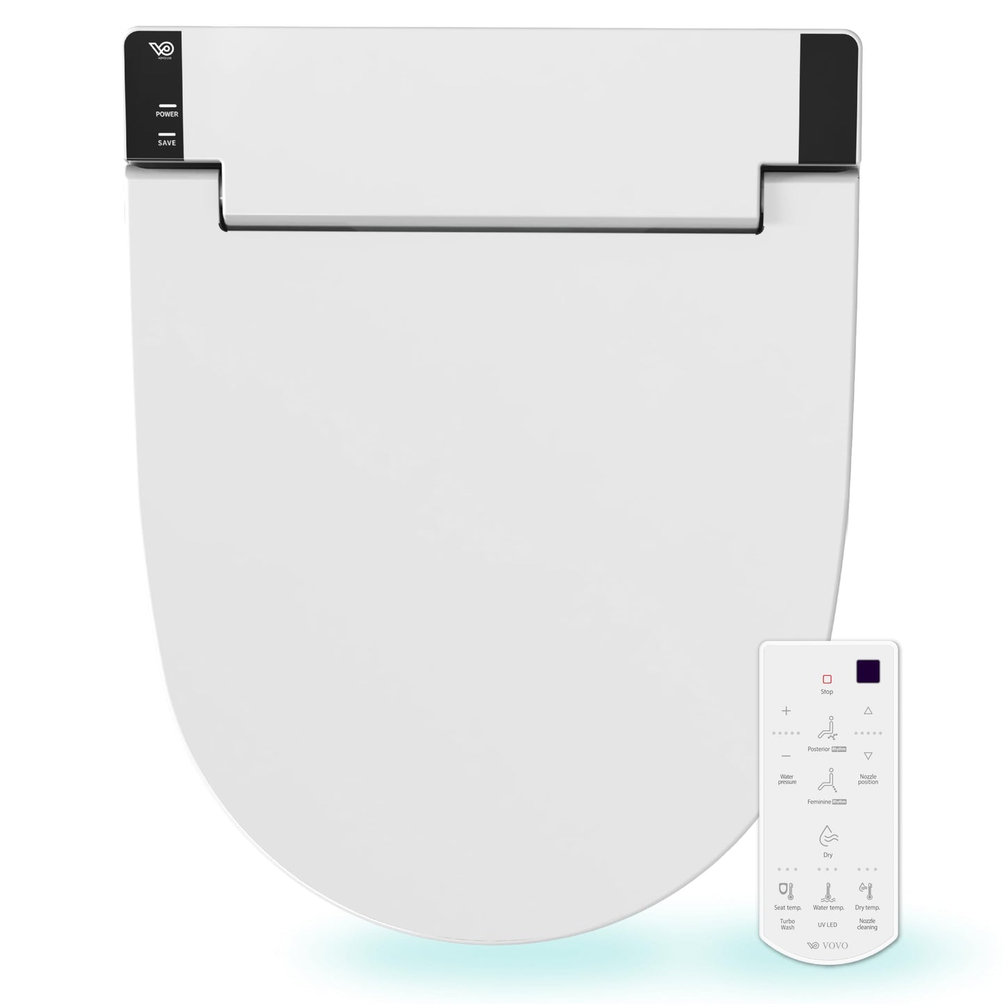 VOVO VB-6100SR Round Electronic Smart Bidet Toilet Seat with Dryer, Heated Toilet Seat, Self-Cleaning Nozzle, LED Light - Made in Korea