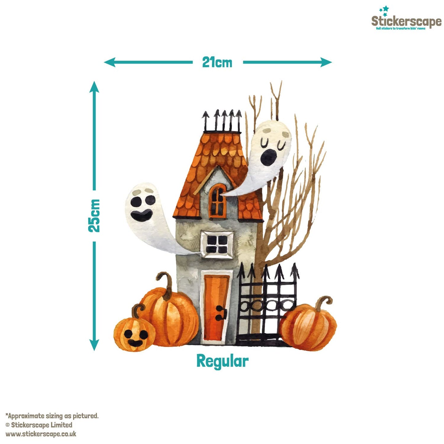 Halloween Window Stickers Reusable and Cleanly Removable (Haunted House - Regular Size) - Made in The UK