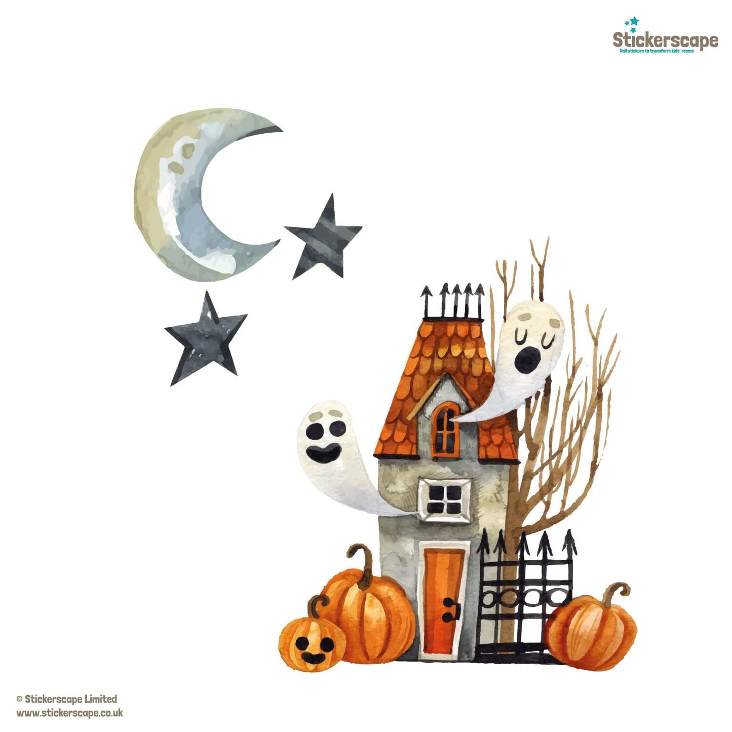 Halloween Window Stickers Reusable and Cleanly Removable (Haunted House - Regular Size) - Made in The UK