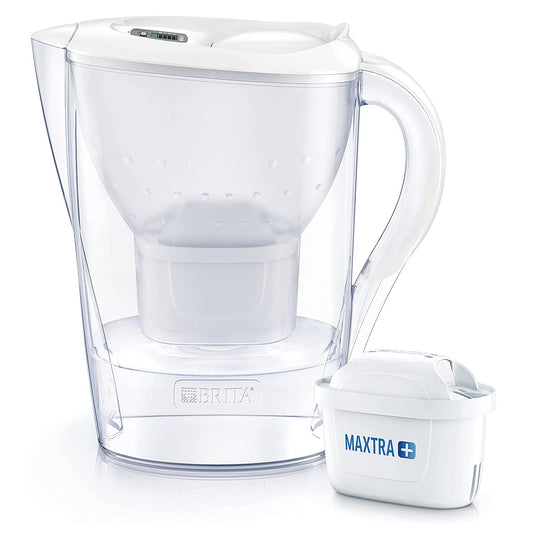 BRITA Marella 2.4L fridge water filter jug + filter cartridges (White) - Made in Germany