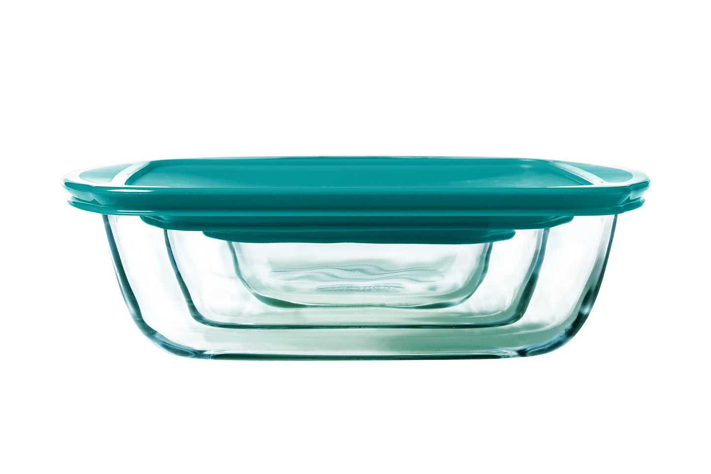 Pyrex Cook & Store Set of 3 Rectangular Glass Food Storage Dishes with Lids (0.4L, 1.1L & 2.5L) - Made in France