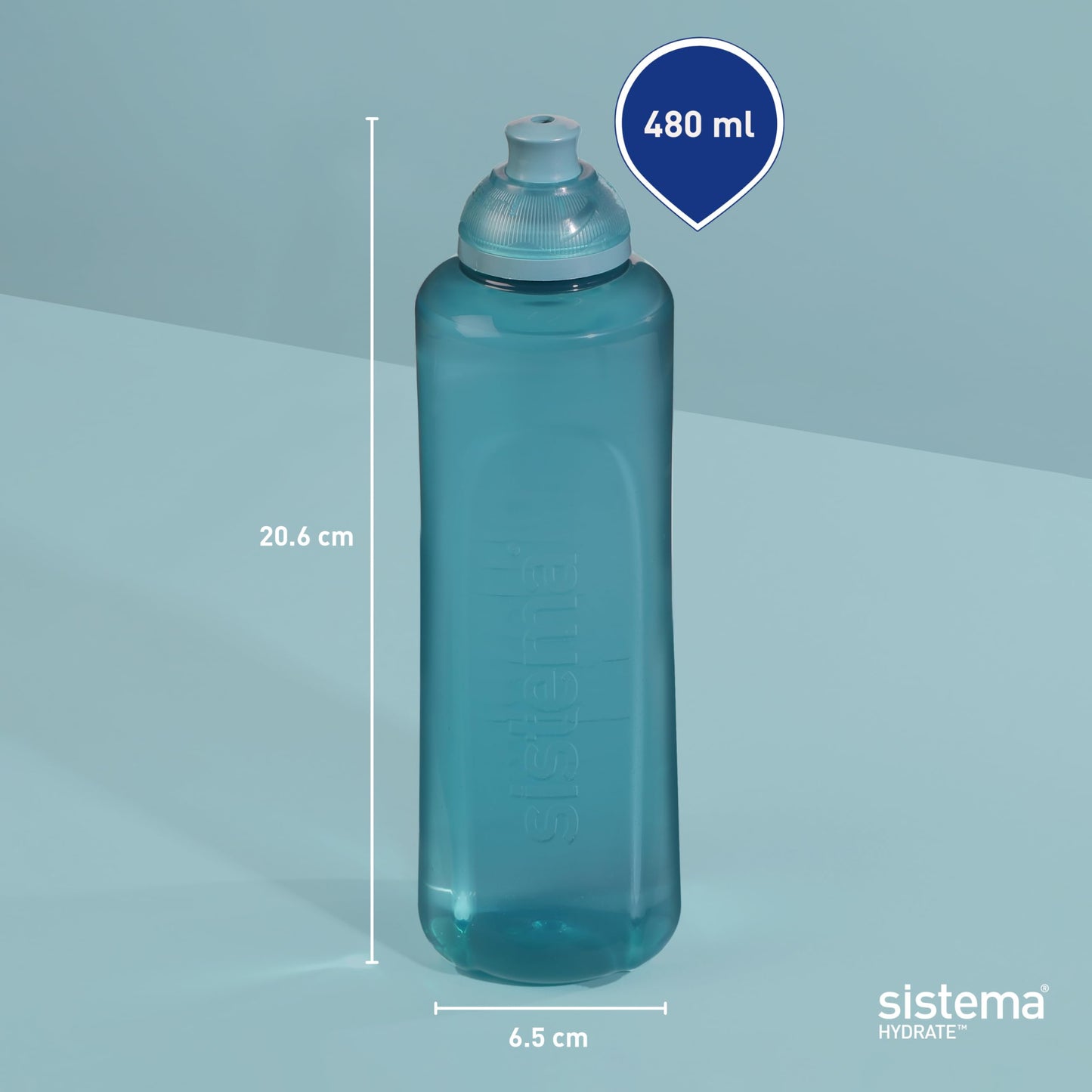 Sistema 480ml Swift Twist 'n' Sip Sports Water Bottles | Made Using Recycled Plastic (4 Count) - Made in New Zealand